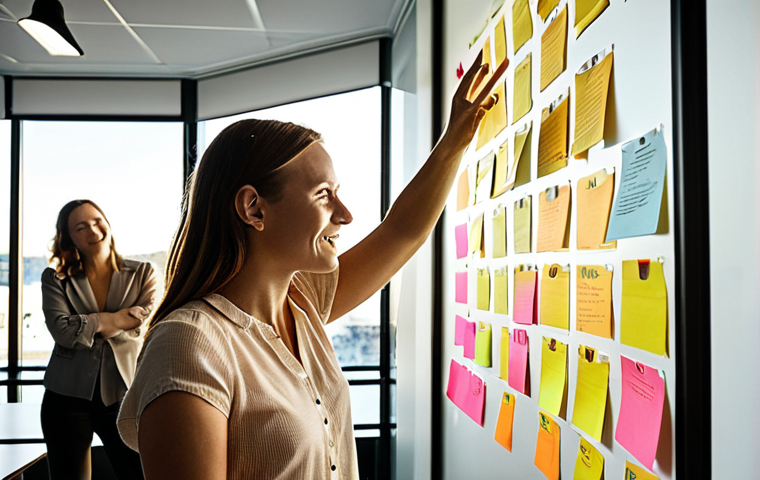 **
"A diverse group brainstorms ideas in a modern Stockholm office, post-it notes covering a glass wall, one person gestures enthusiastically, sunlight streaming through the window, showcasing collaboration and strategic planning for a local business."
**