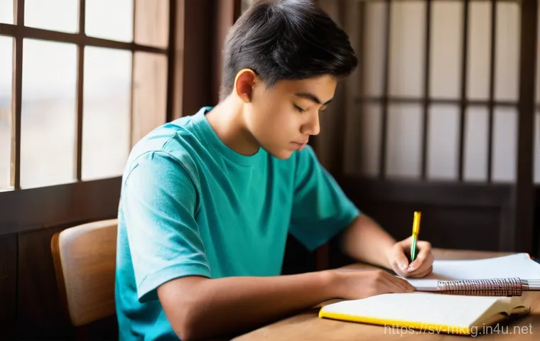 마케팅관리사 실기 시험 당일 팁 - **Prompt:** "A morning exam preparation sequence. The first part shows a young person, around 17 yea...