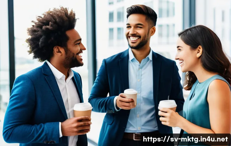 마케팅관리사 시험 후 네트워킹 이벤트 참여법 - **Prompt:** A dynamic and diverse group of young professionals in their twenties and thirties, dress...