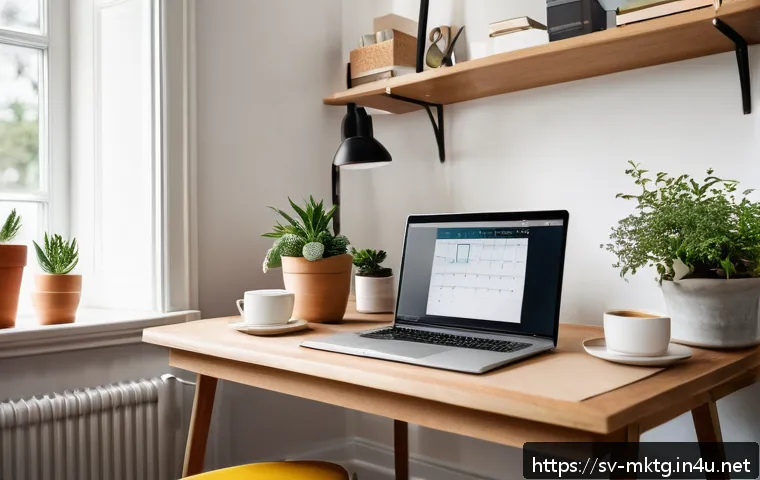 마케팅관리사 필기 대비 학습 스케줄 - A cozy, well-organized Swedish home study corner with natural daylight streaming through a window, f...