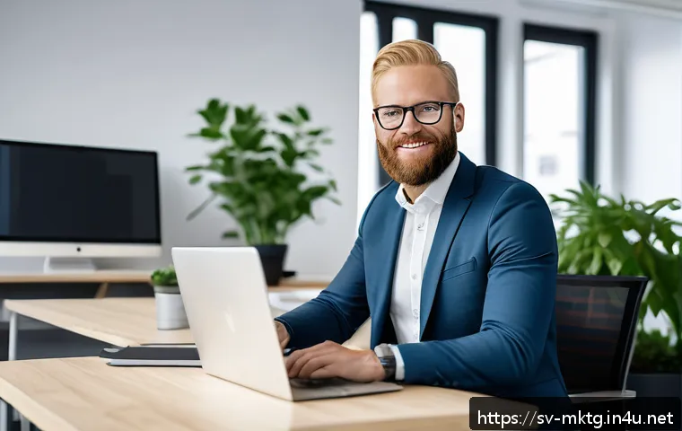마케팅관리사 자격증과 마케팅 실무 연계 사례 - A professional Swedish marketing specialist in a modern office environment, confidently showcasing d...